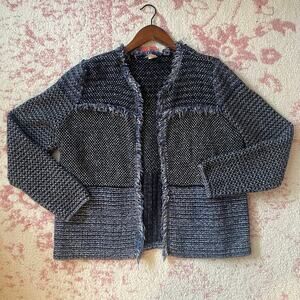 2000s Boho‎ Chic Blue Distressed Patchwork Jacket